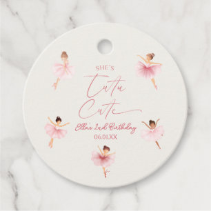 She's Tutu Cute Pink Ballerina 2nd Birthday Party Favour Tags