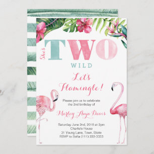 She's TWO wild 2nd birthday Flamingo Party Cards