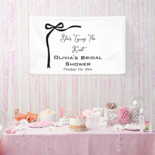 She's Tying Knot Black Bow Border Bridal Shower Banner