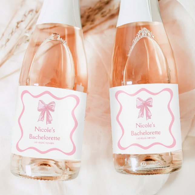 She's Tying the Knot Bachelorette Champagne Sparkling Wine Label (Creator Uploaded)