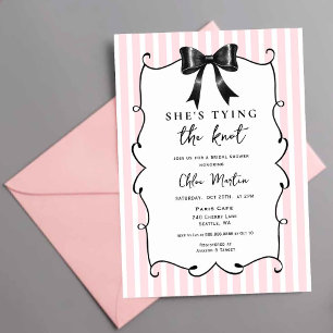 She's Tying the knot Black bow Bridal shower Invitation