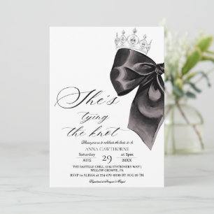 She's Tying the Knot Black Bow Bridal Shower Invitation