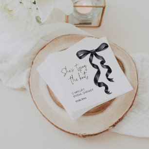 She's Tying the Knot Black Bow Bridal Shower  Napkin