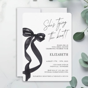 She's Tying the Knot Black Bow BRIDAL SHOWER Party Invitation