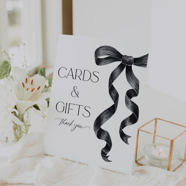 She's tying the knot Black Bow Cards And Gifts Pedestal Sign (Creator Uploaded)