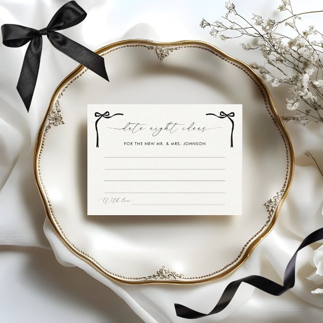 She's Tying the Knot Black Bow Date Night Ideas Enclosure Card (Creator Uploaded)