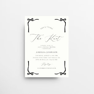 She's Tying the Knot Black Bow Frame Bridal Shower Invitation