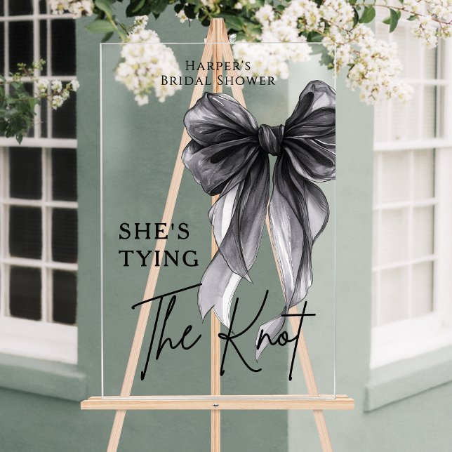 She's Tying The Knot Black Bow Welcome Sign (Creator Uploaded)