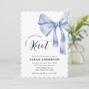 She's Tying the Knot blue bow Bridal Shower Invitation