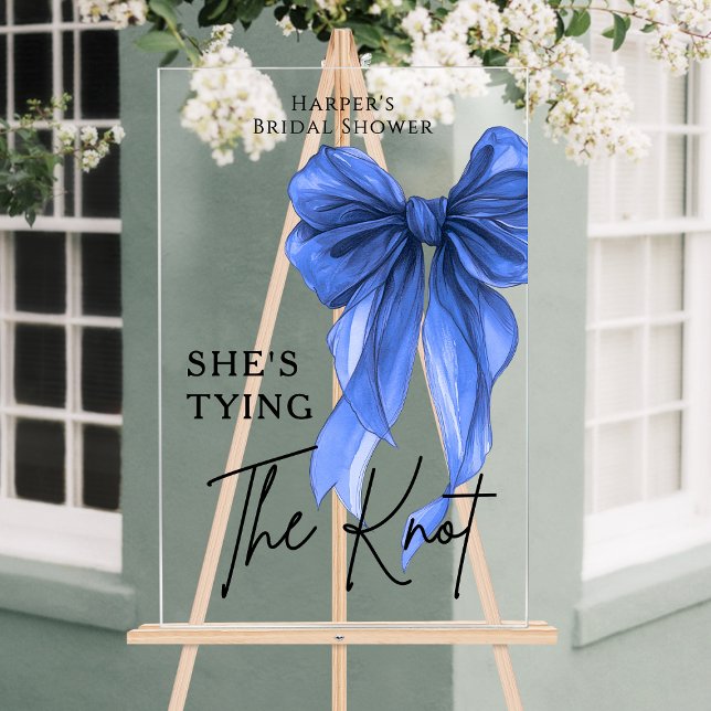 She's Tying The Knot Blue Bow Welcome Sign (Creator Uploaded)