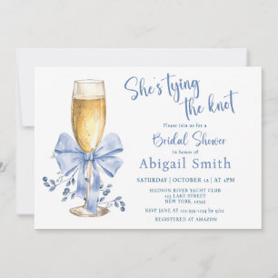 SHE'S TYING THE KNOT BLUE BRIDAL SHOWER  INVITATION