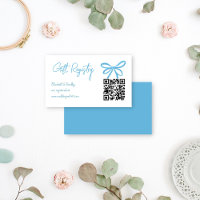 She's tying the knot blue ribbon gift registry