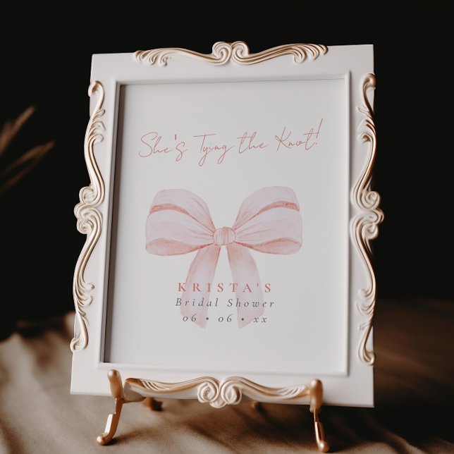 She's Tying the Knot Blush Bow Bridal Shower Poster (Creator Uploaded)