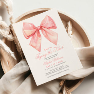She's Tying The Knot Blush Pink Bow Bridal Shower Invitation
