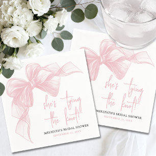 She's Tying The Knot Blush Pink Bow Bridal Shower Napkin