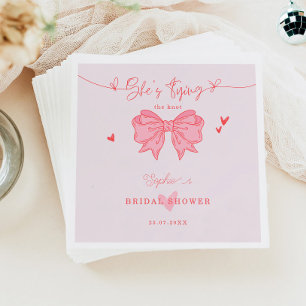 She's Tying the Knot Blush Pink Bow Bridal Shower Napkin