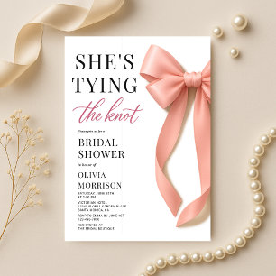 She's Tying The Knot Bow Bridal Shower Invitation