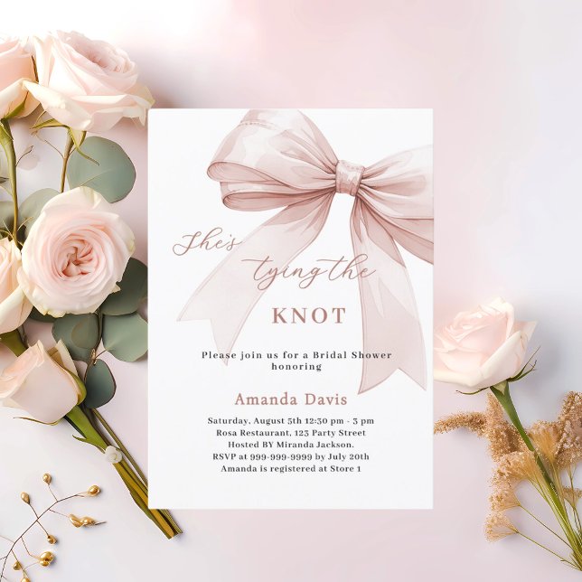 She's tying the knot bow Bridal Shower Invitation (Creator Uploaded)