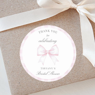 She's Tying The Knot Bow Bridal Shower Thank You Classic Round Sticker