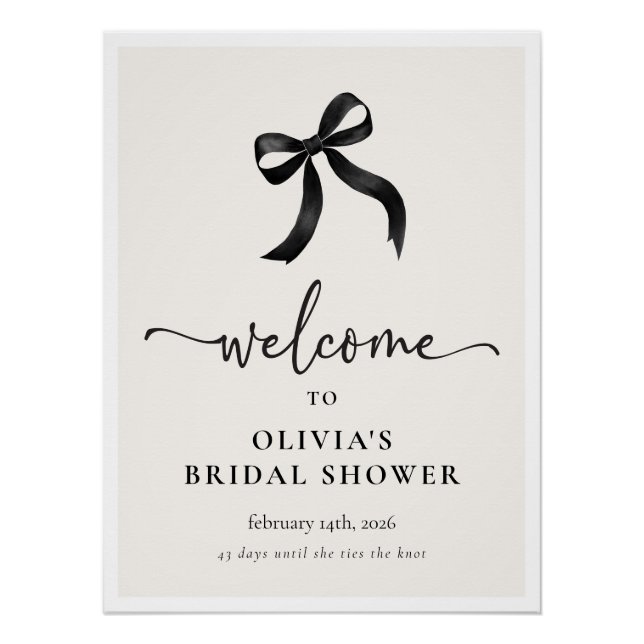 She's Tying the Knot Bow Bridal Shower Welcome Poster (Front)