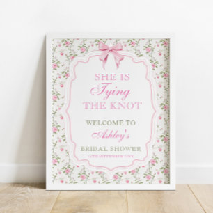 She's Tying the Knot Bow Bridal Shower Welcome Poster