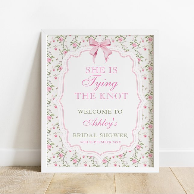 She's Tying the Knot Bow Bridal Shower Welcome Poster (Creator Uploaded)