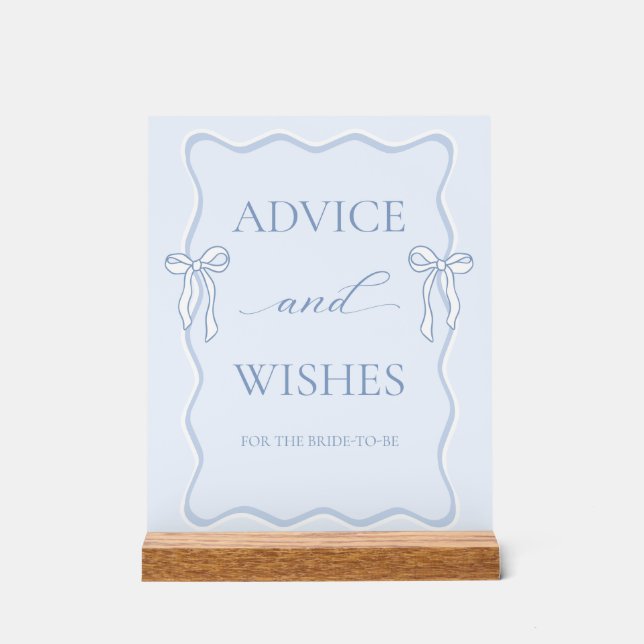 Shes Tying the knot Bridal Shower Advice Wishes Acrylic Sign (Front)