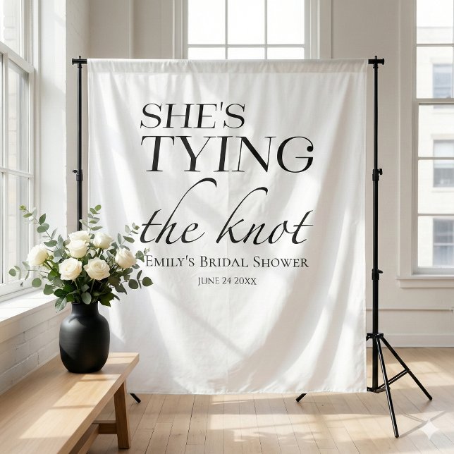 She's tying the knot | Bridal Shower Backdrop Tapestry (Creator Uploaded)