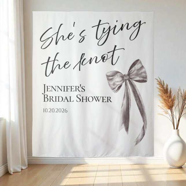 She's Tying the Knot | Bridal Shower Backdrops Tapestry (Creator Uploaded)