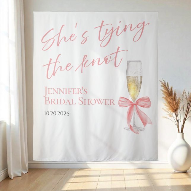 She's Tying the Knot | Bridal Shower Backdrops Tapestry (Creator Uploaded)