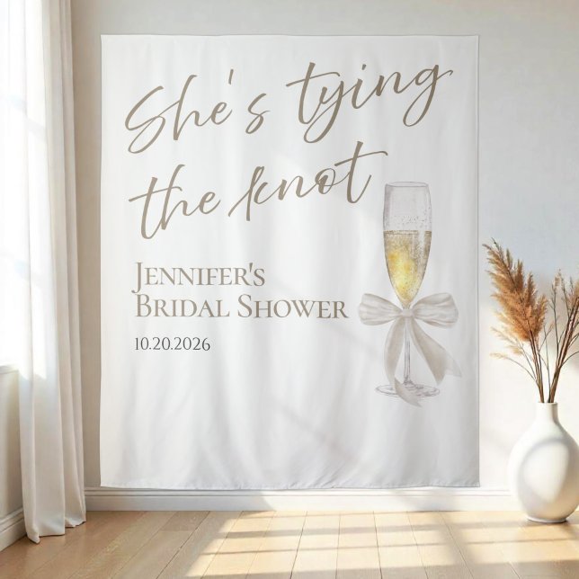 She's Tying the Knot | Bridal Shower Backdrops Tapestry (Creator Uploaded)
