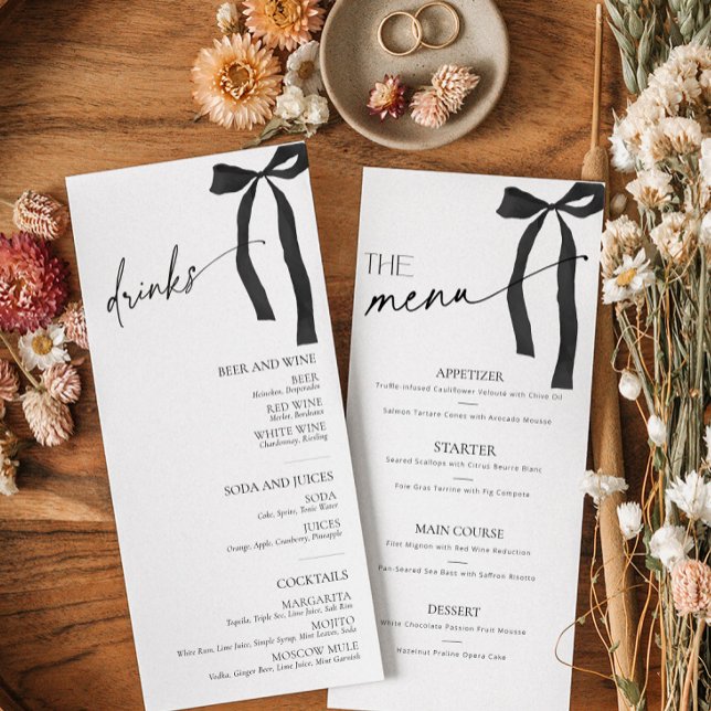 She's tying the knot Bridal Shower Black Bow Menu (Creator Uploaded)