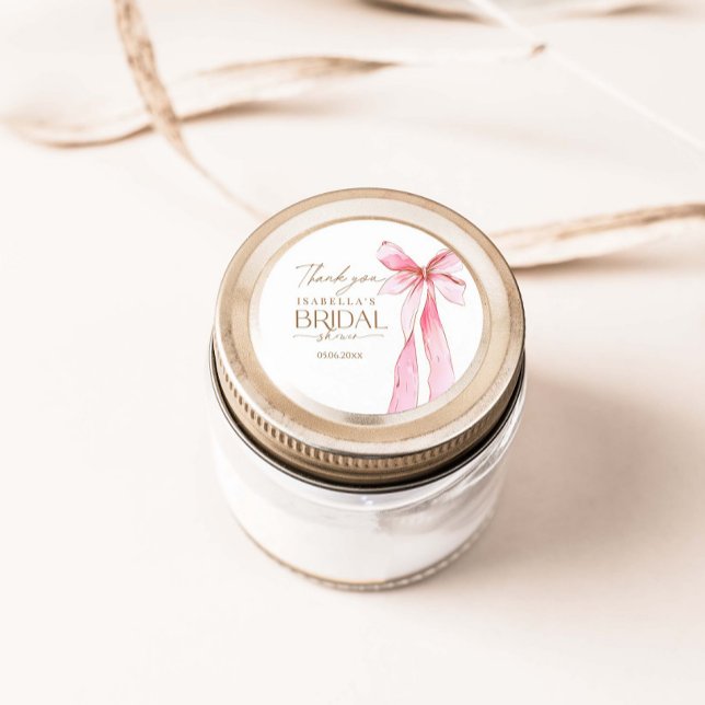 She's tying the knot Bridal Shower Classic Round Sticker (Creator Uploaded)