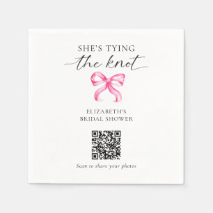 She's Tying the Knot Bridal Shower QR Photo Share Napkin
