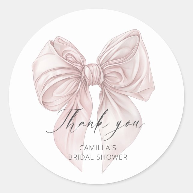 She's tying the knot Bridal Shower Thank You Classic Round Sticker (Front)