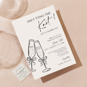 She's Tying the Knot Champagne Bow Bridal Shower Invitation