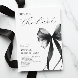 She's Tying the Knot Chic Black Bow Bridal Shower Invitation