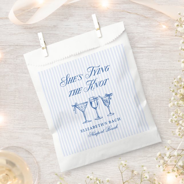 She's Tying The Knot Coastal Elegant Hand Drawn Favour Bag (Clipped)