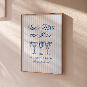 She's Tying The Knot Coastal Elegant Hand Drawn Poster