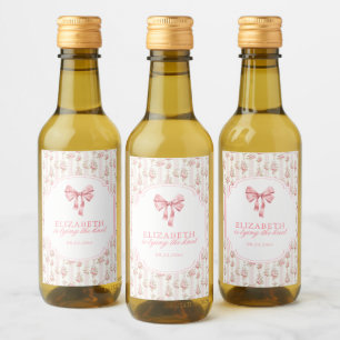 She's Tying the Knot Coquette Bow Bridal Shower Wine Label