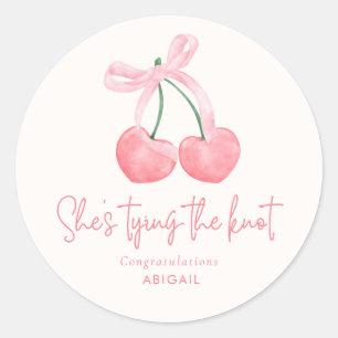 She's Tying the Knot Coquette Bridal Shower Favour Classic Round Sticker