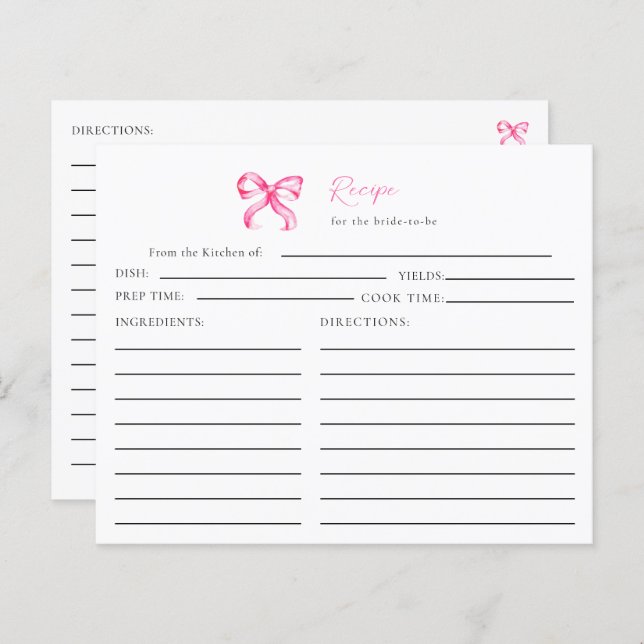 She's Tying the Knot Coquette Bridal Shower Recipe (Front/Back)