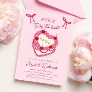 She's Tying the Knot Coquette Cherry Bridal Shower Invitation