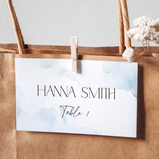 Shes Tying the Knot Dusty Blue Bridal Shower Name Place Card (Creator Uploaded)