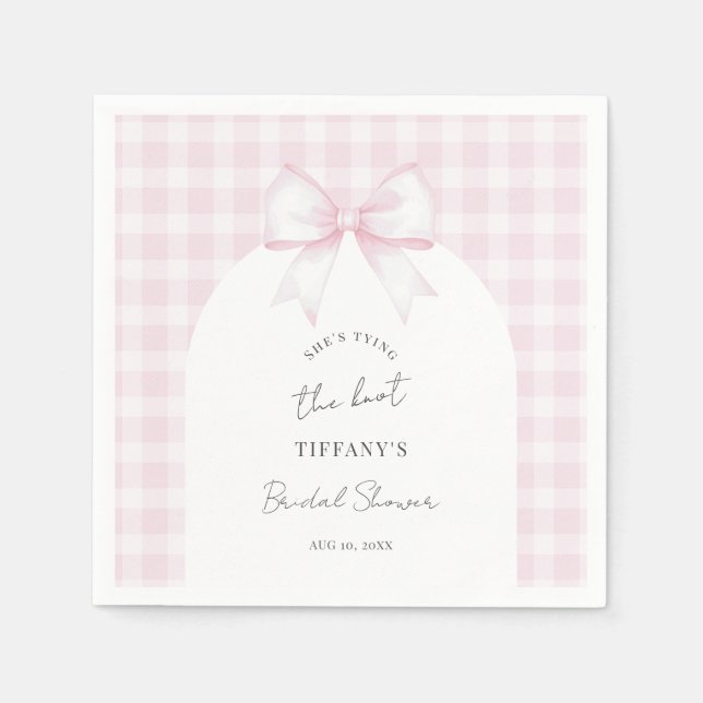 She's Tying The Knot Elegant Bow Bridal Shower Napkin (Front)