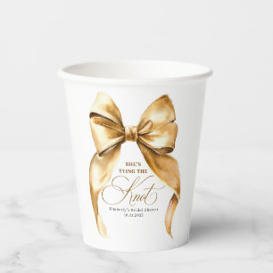 She's Tying The Knot Gold Bow Bridal Shower Paper Cups