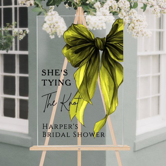 She's Tying The Knot Green Bow Welcome Sign (Creator Uploaded)