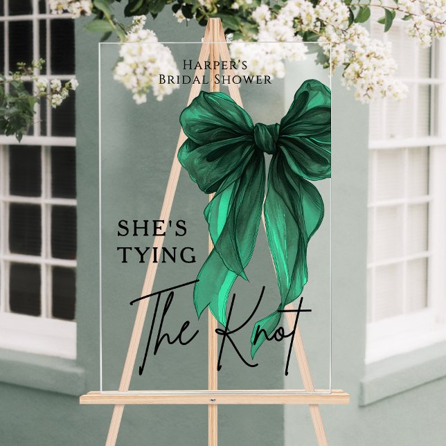 She's Tying The Knot Green Bow Welcome Sign (Creator Uploaded)
