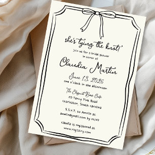 She's Tying the Knot Hand Drawn Bow Bridal Shower Invitation