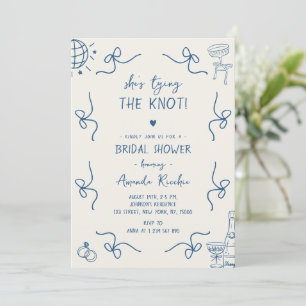 She's Tying the Knot Hand Drawn Fun Bridal Shower Invitation